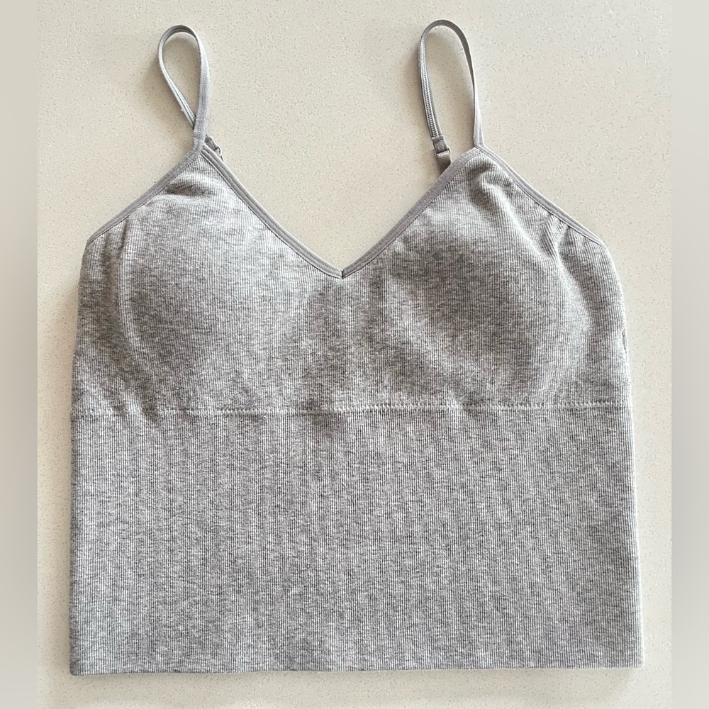 Dex Light Gray Ribbed Camisole Bralette